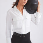 Solid Citizen Equestrian 'Jessica' | Seersucker Equestrian Button-Down Shirt | Ivory - Equiluxe Tack