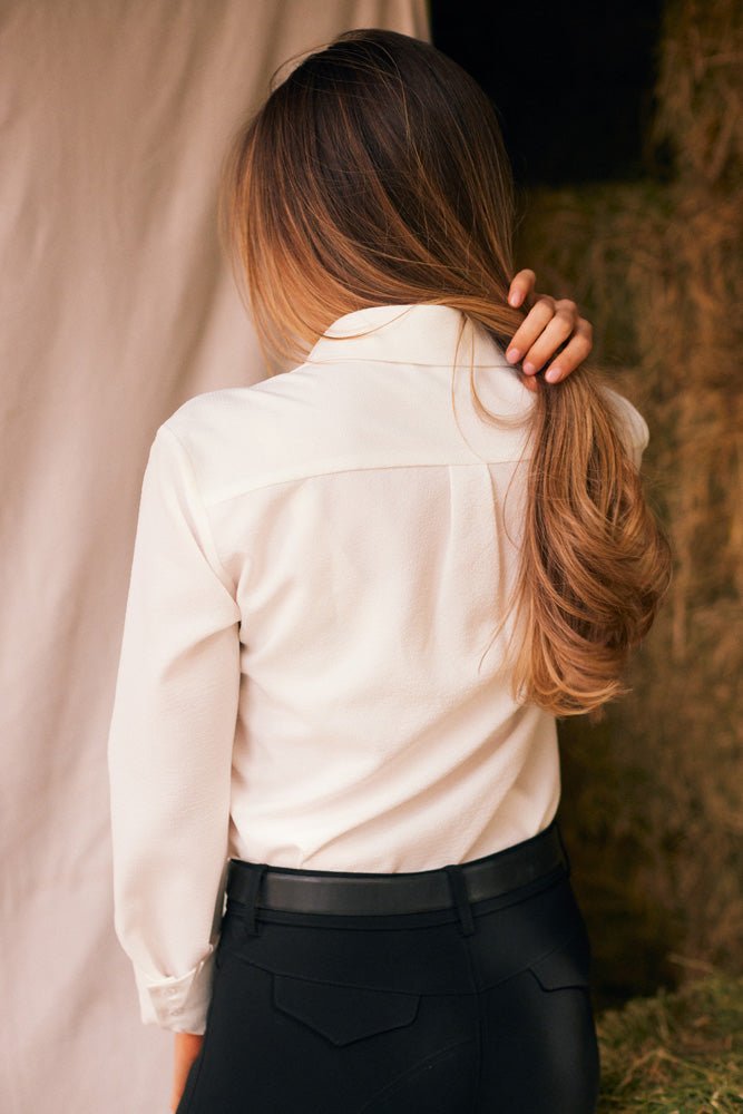 Solid Citizen Equestrian 'Jessica' | Seersucker Equestrian Button-Down Shirt | Ivory - Equiluxe Tack