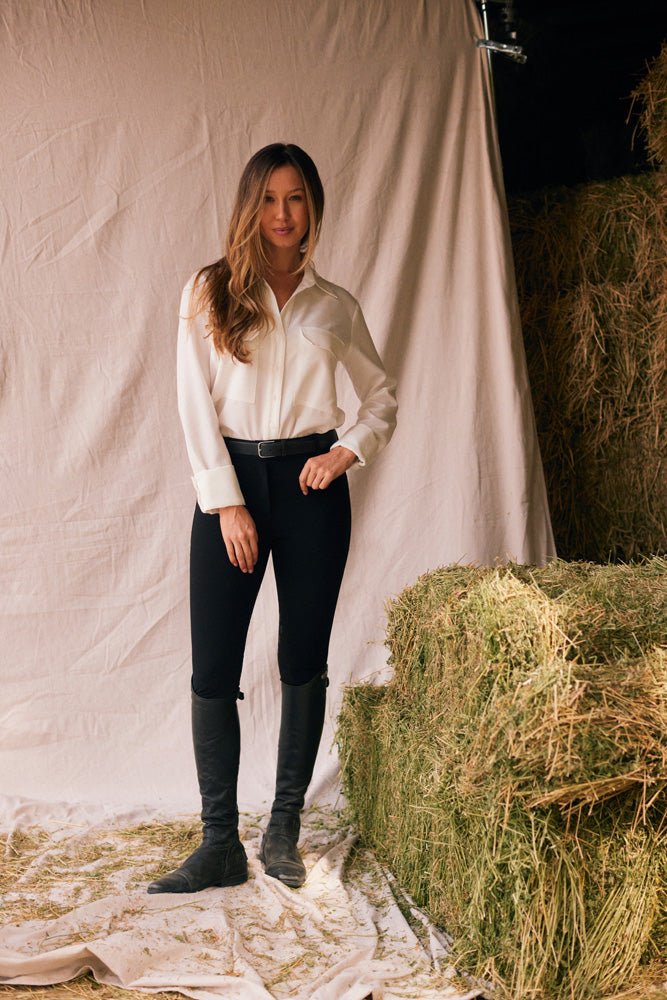 Solid Citizen Equestrian 'Jessica' | Seersucker Equestrian Button-Down Shirt | Ivory - Equiluxe Tack