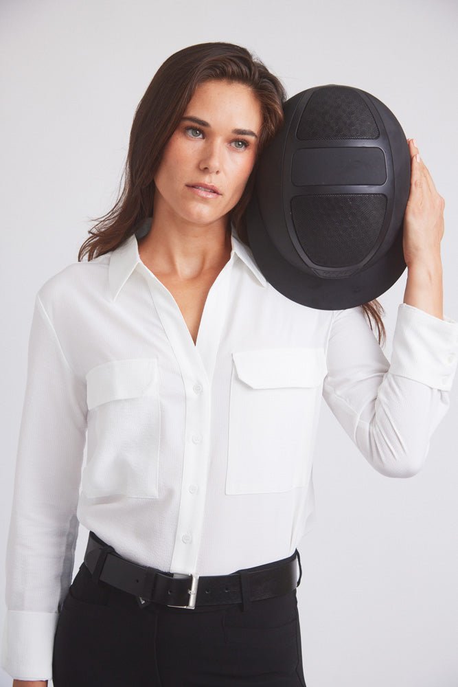 Solid Citizen Equestrian 'Jessica' | Seersucker Equestrian Button-Down Shirt | Ivory - Equiluxe Tack