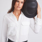 Solid Citizen Equestrian 'Jessica' | Seersucker Equestrian Button-Down Shirt | Ivory - Equiluxe Tack