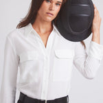 Solid Citizen Equestrian 'Jessica' | Seersucker Equestrian Button-Down Shirt | Ivory - Equiluxe Tack