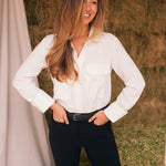 Solid Citizen Equestrian 'Jessica' | Seersucker Equestrian Button-Down Shirt | Ivory - Equiluxe Tack