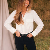 Solid Citizen Equestrian 'Jessica' | Seersucker Equestrian Button-Down Shirt | Ivory - Equiluxe Tack