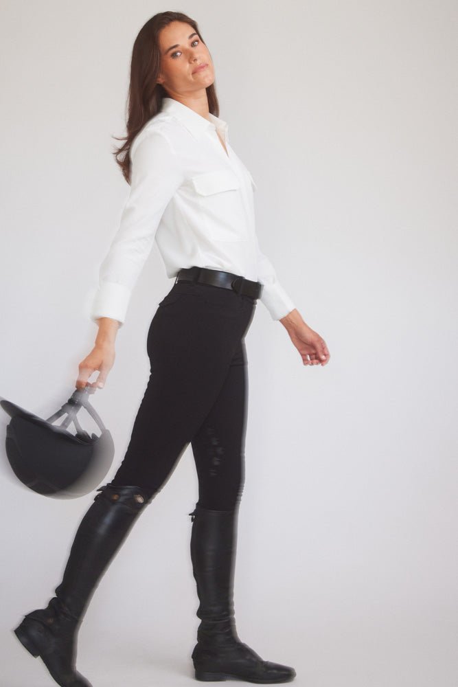 Solid Citizen Equestrian 'Jessica' | Seersucker Equestrian Button-Down Shirt | Ivory - Equiluxe Tack