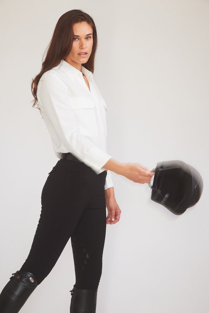 Solid Citizen Equestrian 'Jessica' | Seersucker Equestrian Button-Down Shirt | Ivory - Equiluxe Tack