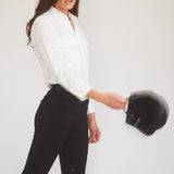 Solid Citizen Equestrian 'Jessica' | Seersucker Equestrian Button-Down Shirt | Ivory - Equiluxe Tack