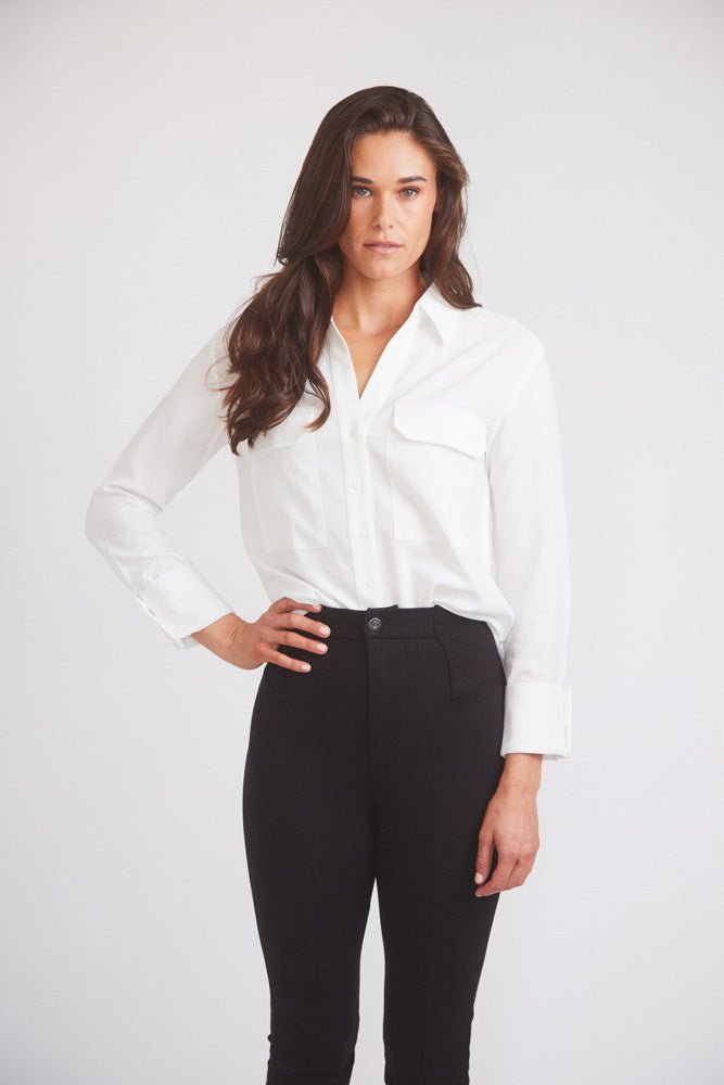 Solid Citizen Equestrian 'Jessica' | Seersucker Equestrian Button-Down Shirt | Ivory - Equiluxe Tack