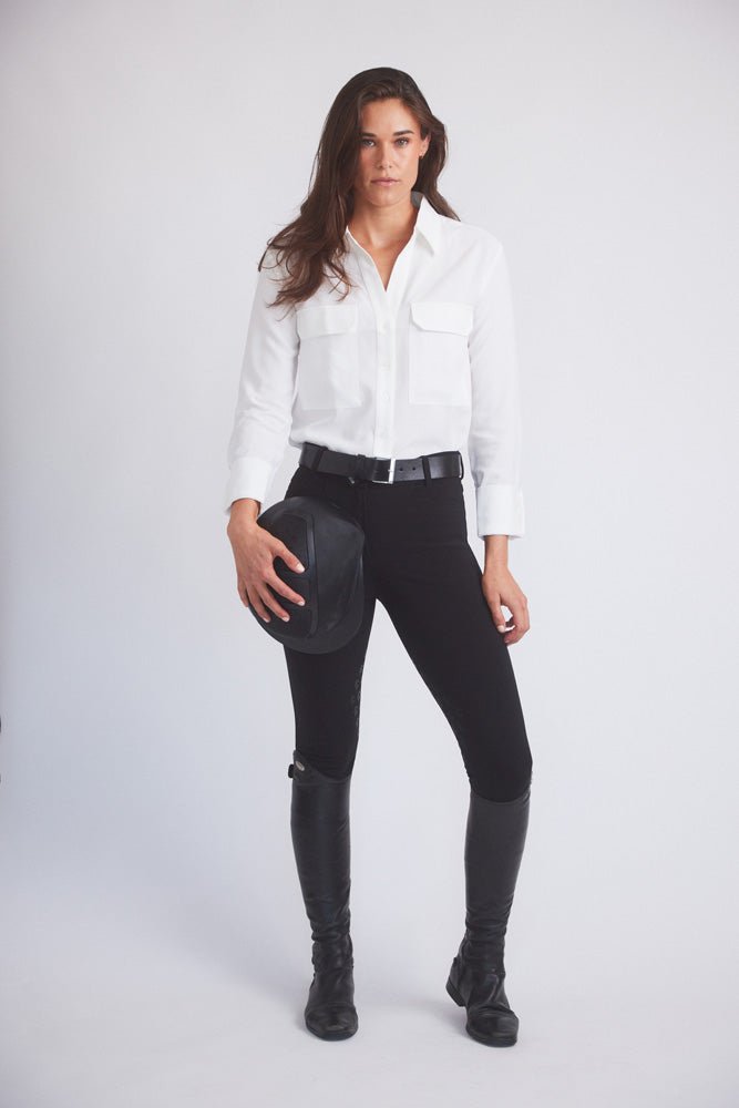 Solid Citizen Equestrian 'Jessica' | Seersucker Equestrian Button-Down Shirt | Ivory - Equiluxe Tack
