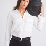 Solid Citizen Equestrian 'Jessica' | Seersucker Equestrian Button-Down Shirt | Ivory - Equiluxe Tack