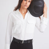 Solid Citizen Equestrian 'Jessica' | Seersucker Equestrian Button-Down Shirt | Ivory - Equiluxe Tack