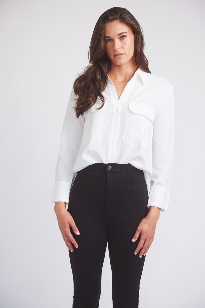 Solid Citizen Equestrian 'Jessica' | Seersucker Equestrian Button-Down Shirt | Ivory - Equiluxe Tack