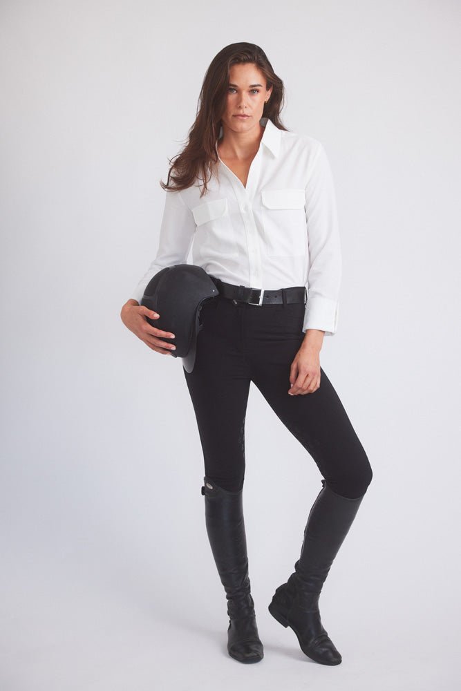 Solid Citizen Equestrian 'Jessica' | Seersucker Equestrian Button-Down Shirt | Ivory - Equiluxe Tack