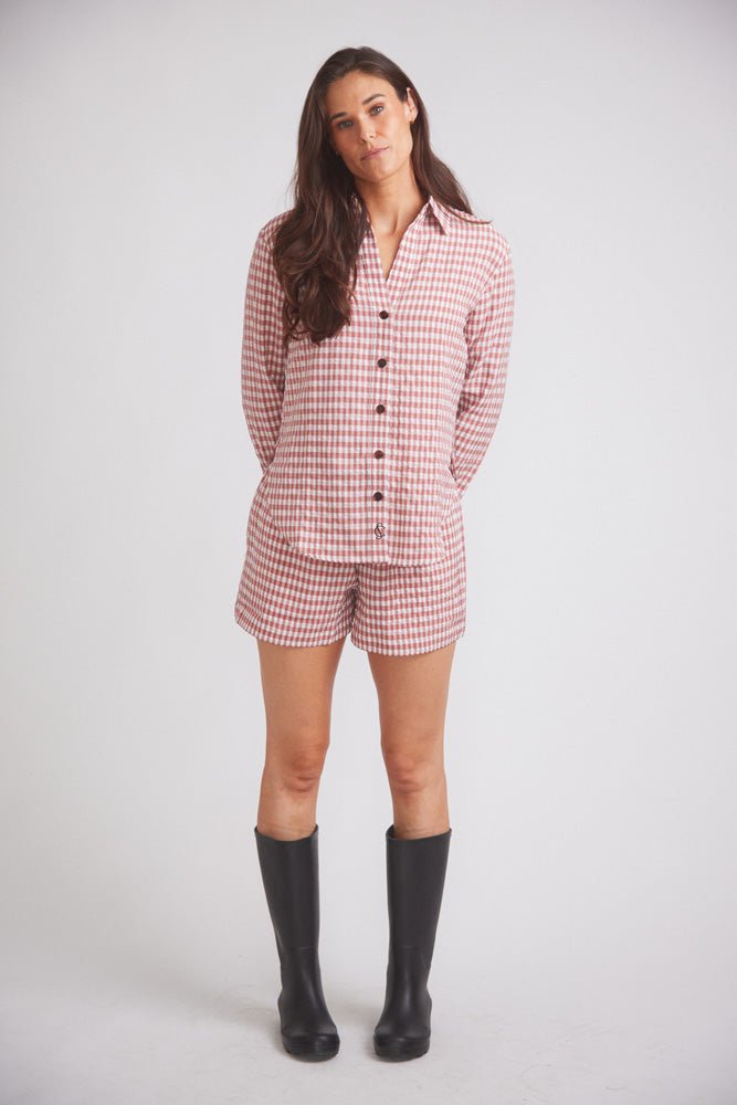 Solid Citizen Equestrian 'Kaley' | Seersucker Gingham Button Down | Cherry Pie - Equiluxe Tack