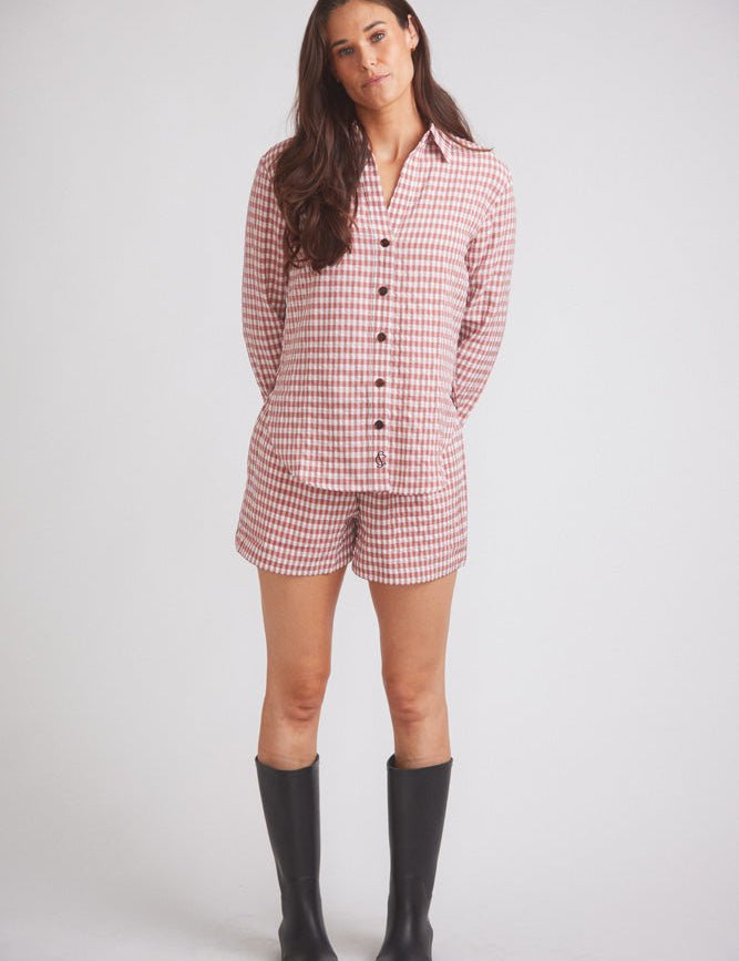 Solid Citizen Equestrian 'Kaley' | Seersucker Gingham Button Down | Cherry Pie - Equiluxe Tack