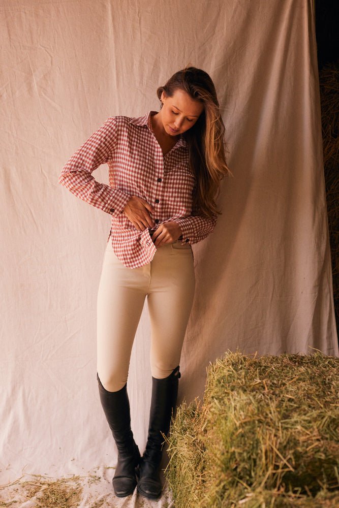 Solid Citizen Equestrian 'Kaley' | Seersucker Gingham Button Down | Cherry Pie - Equiluxe Tack