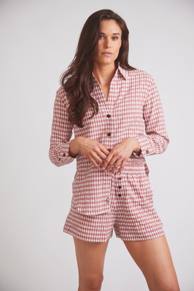 Solid Citizen Equestrian 'Kaley' | Seersucker Gingham Button Down | Cherry Pie - Equiluxe Tack