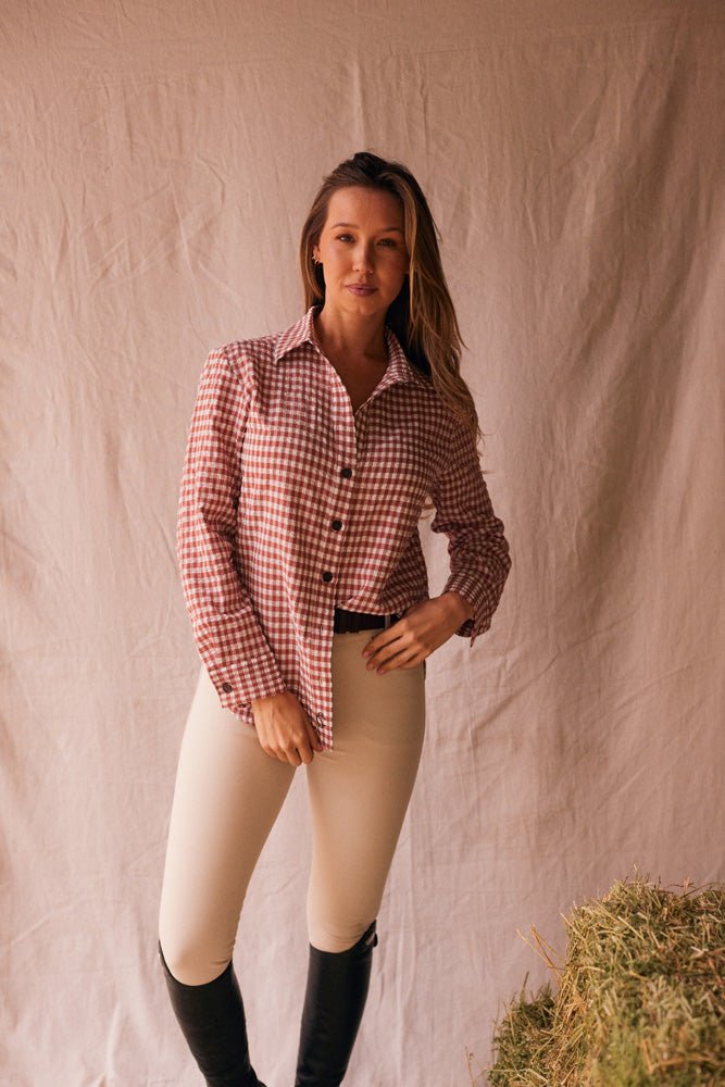 Solid Citizen Equestrian 'Kaley' | Seersucker Gingham Button Down | Cherry Pie - Equiluxe Tack