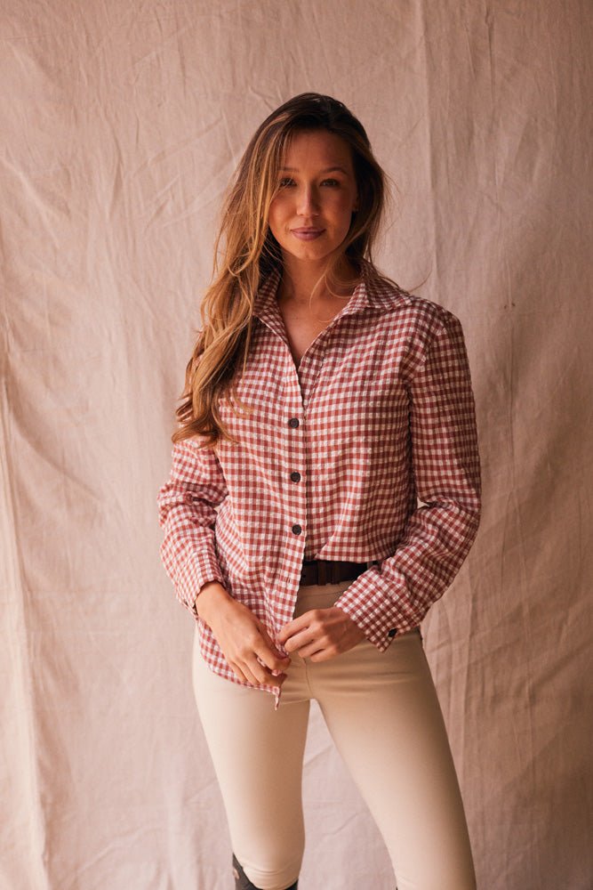 Solid Citizen Equestrian 'Kaley' | Seersucker Gingham Button Down | Cherry Pie - Equiluxe Tack