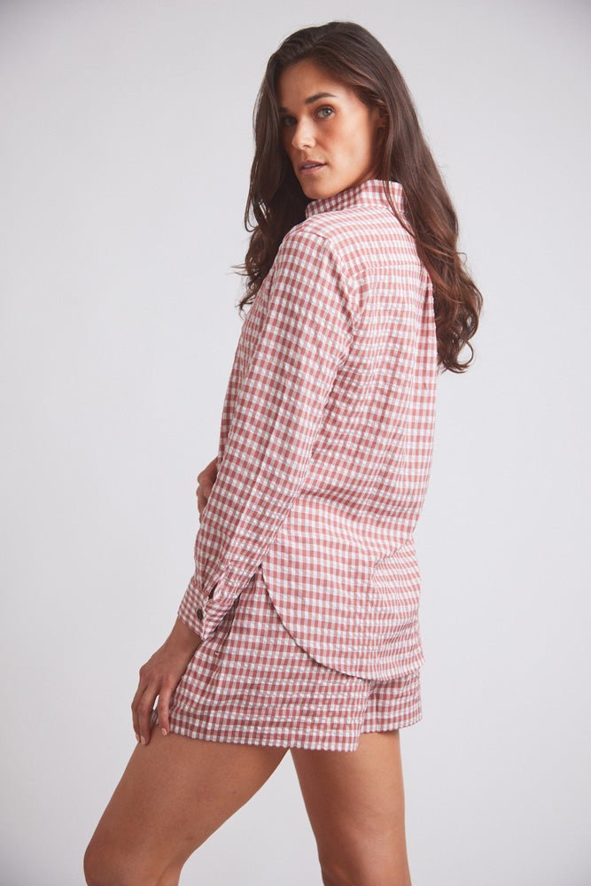 Solid Citizen Equestrian 'Kaley' | Seersucker Gingham Button Down | Cherry Pie - Equiluxe Tack