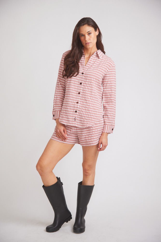 Solid Citizen Equestrian 'Kaley' | Seersucker Gingham Button Down | Cherry Pie - Equiluxe Tack
