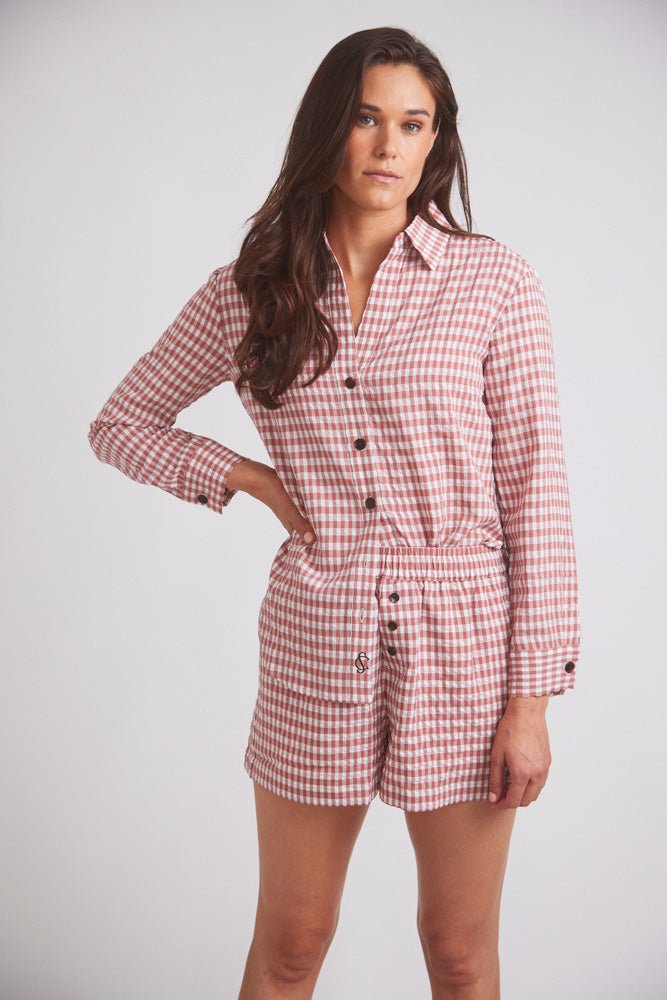 Solid Citizen Equestrian 'Kaley' | Seersucker Gingham Button Down | Cherry Pie - Equiluxe Tack