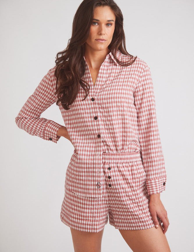 Solid Citizen Equestrian 'Kaley' | Seersucker Gingham Button Down | Cherry Pie - Equiluxe Tack