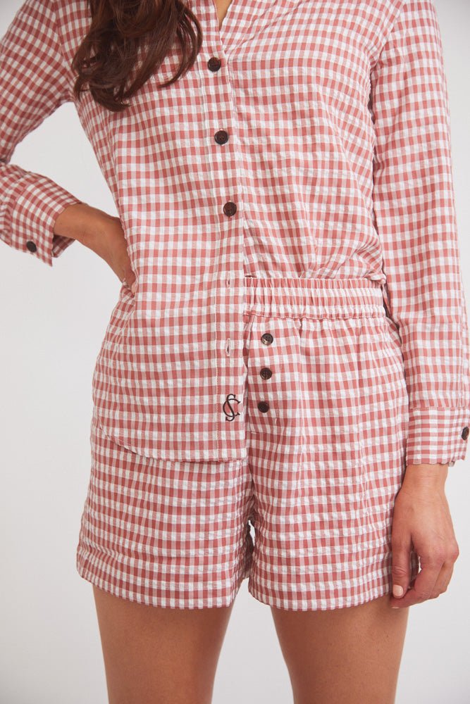 Solid Citizen Equestrian 'Kaley' | Seersucker Gingham Button Down | Cherry Pie - Equiluxe Tack