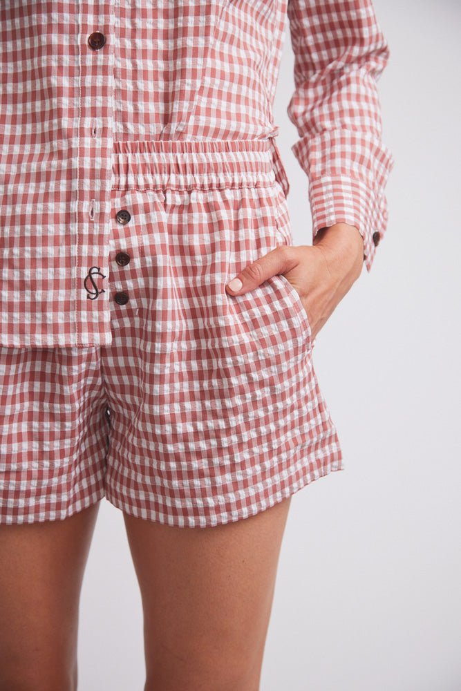 Solid Citizen Equestrian 'Kaley' | Seersucker Gingham Button Down | Cherry Pie - Equiluxe Tack