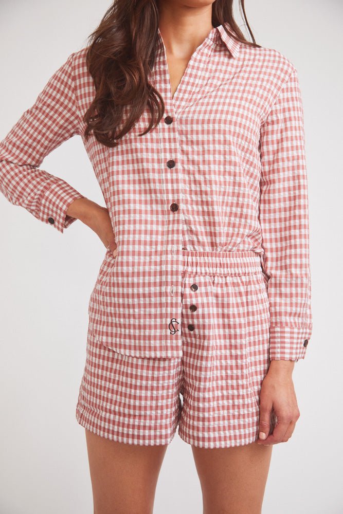 Solid Citizen Equestrian 'Kaley' | Seersucker Gingham Button Down | Cherry Pie - Equiluxe Tack