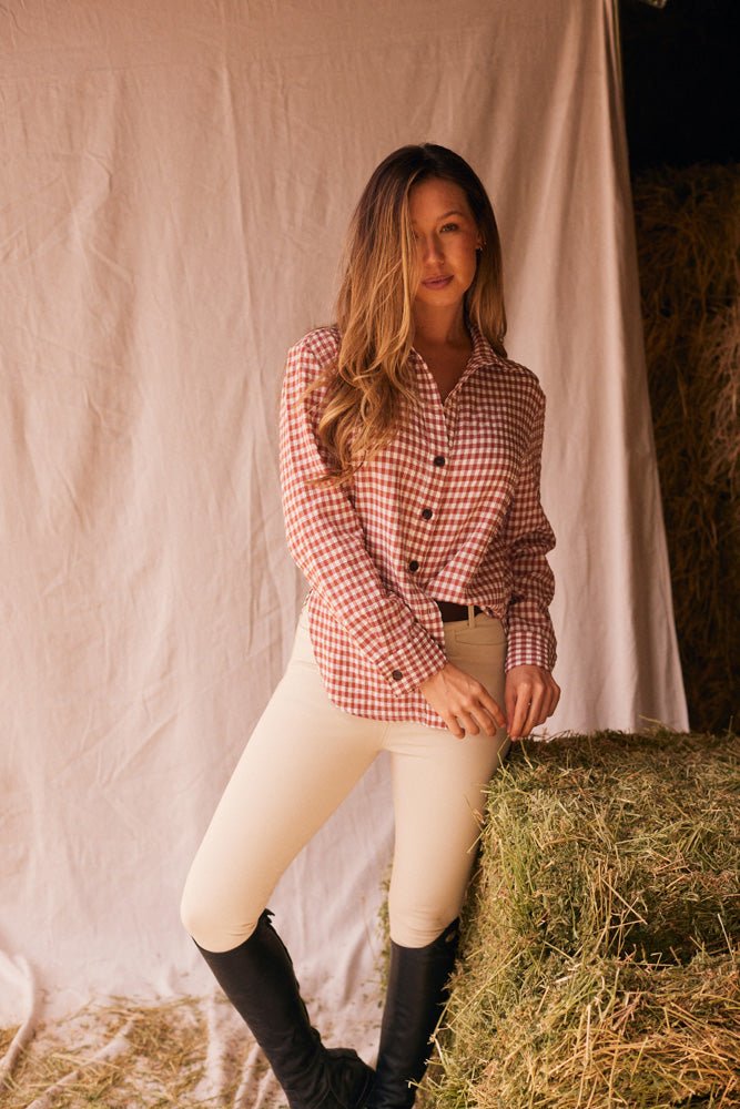 Solid Citizen Equestrian 'Kaley' | Seersucker Gingham Button Down | Cherry Pie - Equiluxe Tack