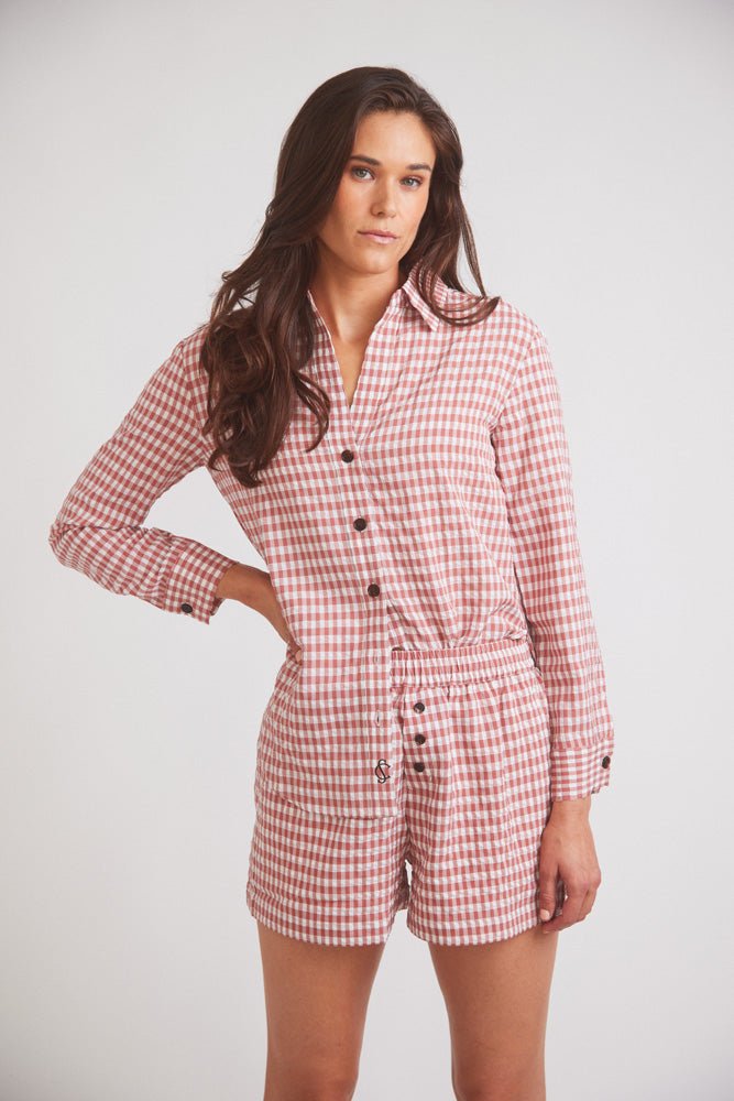 Solid Citizen Equestrian 'Kaley' | Seersucker Gingham Button Down | Cherry Pie - Equiluxe Tack