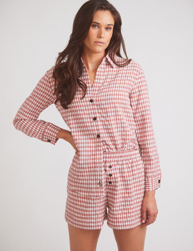 Solid Citizen Equestrian 'Kaley' | Seersucker Gingham Button Down | Cherry Pie - Equiluxe Tack