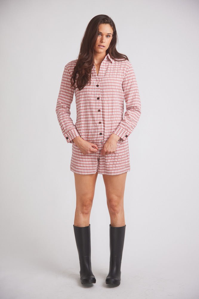 Solid Citizen Equestrian 'Kaley' | Seersucker Gingham Button Down | Cherry Pie - Equiluxe Tack