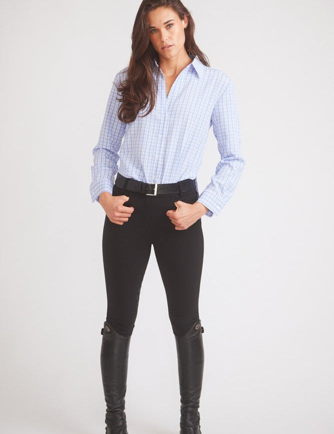 Solid Citizen Equestrian 'Kaley' | Seersucker Plaid Button Down | Cornflower Blue - Equiluxe Tack
