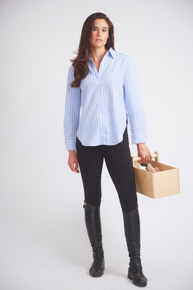 Solid Citizen Equestrian 'Kaley' | Seersucker Plaid Button Down | Cornflower Blue - Equiluxe Tack