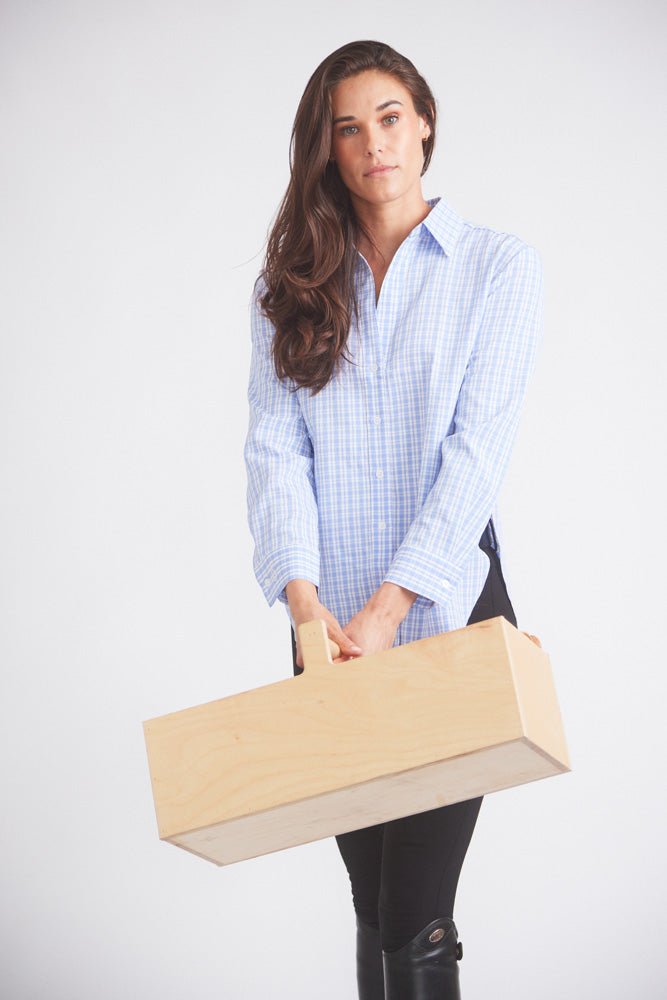 Solid Citizen Equestrian 'Kaley' | Seersucker Plaid Button Down | Cornflower Blue - Equiluxe Tack