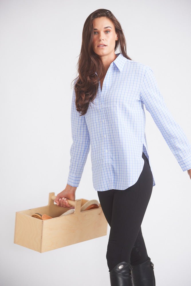 Solid Citizen Equestrian 'Kaley' | Seersucker Plaid Button Down | Cornflower Blue - Equiluxe Tack
