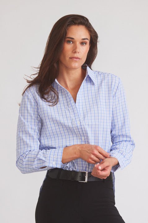 Solid Citizen Equestrian 'Kaley' | Seersucker Plaid Button Down | Cornflower Blue - Equiluxe Tack