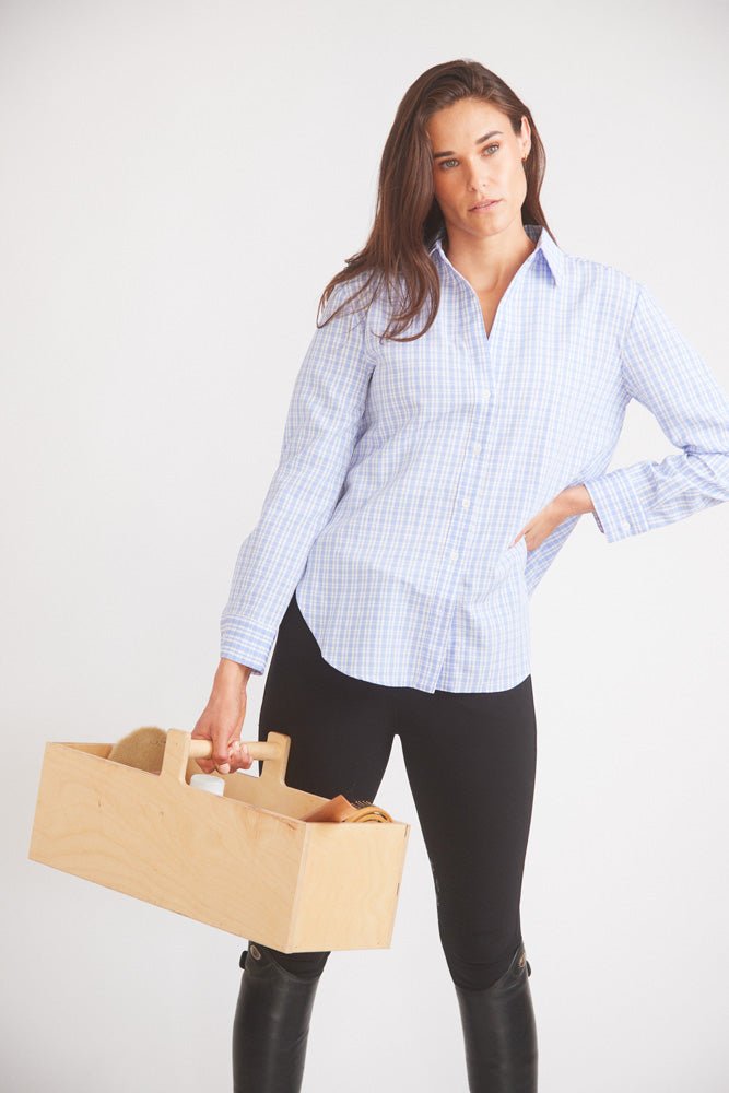 Solid Citizen Equestrian 'Kaley' | Seersucker Plaid Button Down | Cornflower Blue - Equiluxe Tack