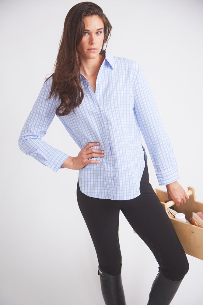 Solid Citizen Equestrian 'Kaley' | Seersucker Plaid Button Down | Cornflower Blue - Equiluxe Tack
