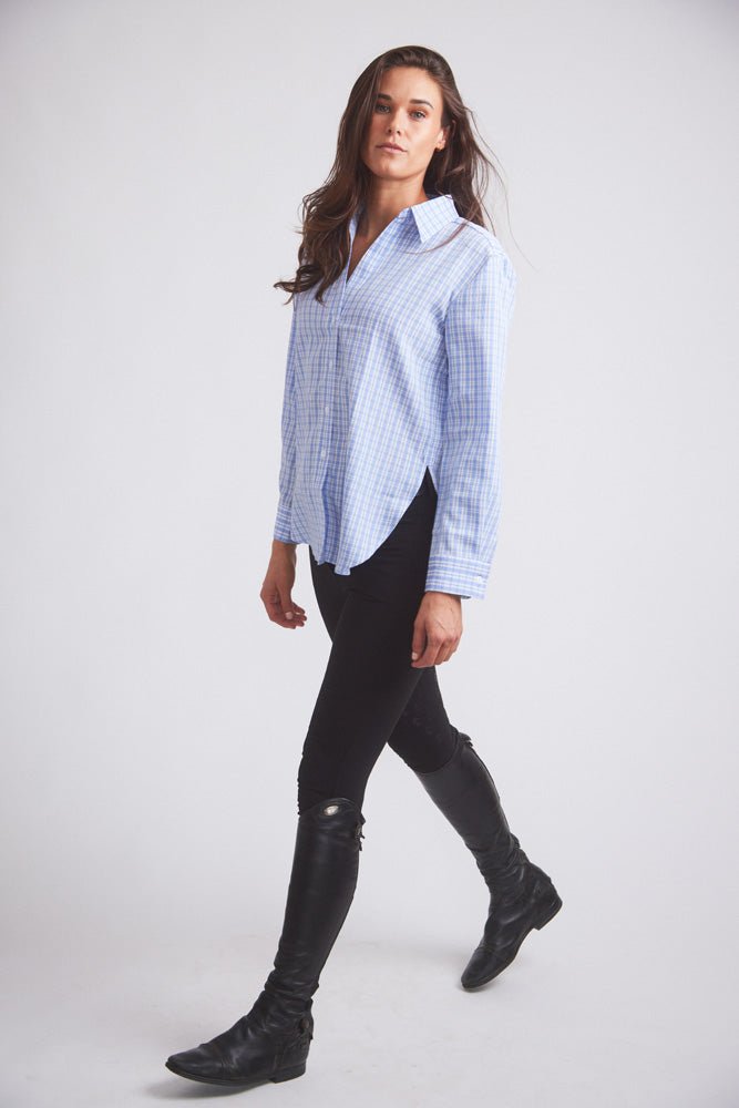 Solid Citizen Equestrian 'Kaley' | Seersucker Plaid Button Down | Cornflower Blue - Equiluxe Tack