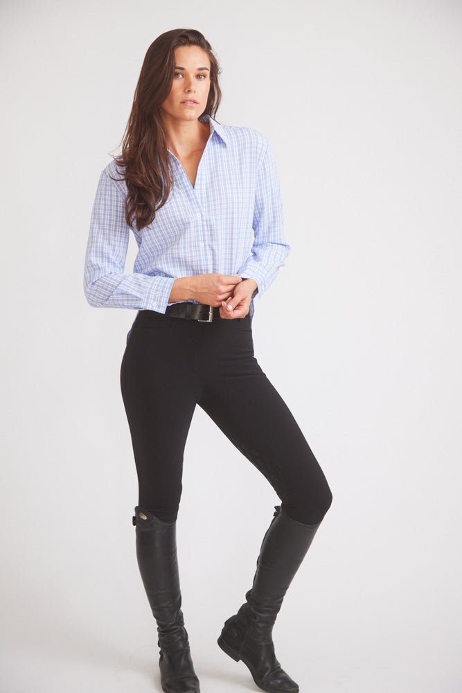 Solid Citizen Equestrian 'Kaley' | Seersucker Plaid Button Down | Cornflower Blue - Equiluxe Tack