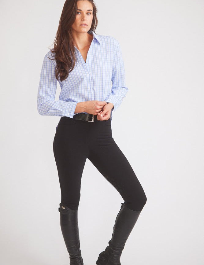 Solid Citizen Equestrian 'Kaley' | Seersucker Plaid Button Down | Cornflower Blue - Equiluxe Tack