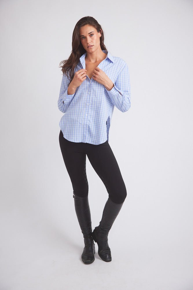 Solid Citizen Equestrian 'Kaley' | Seersucker Plaid Button Down | Cornflower Blue - Equiluxe Tack