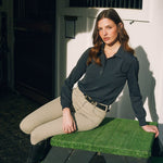 Solid Citizen Equestrian 'Kelly' | Technical Sport Pique | Recycled Nylon | Long Sleeve Polo | Black - Equiluxe Tack