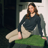 Solid Citizen Equestrian 'Kelly' | Technical Sport Pique | Recycled Nylon | Long Sleeve Polo | Black - Equiluxe Tack