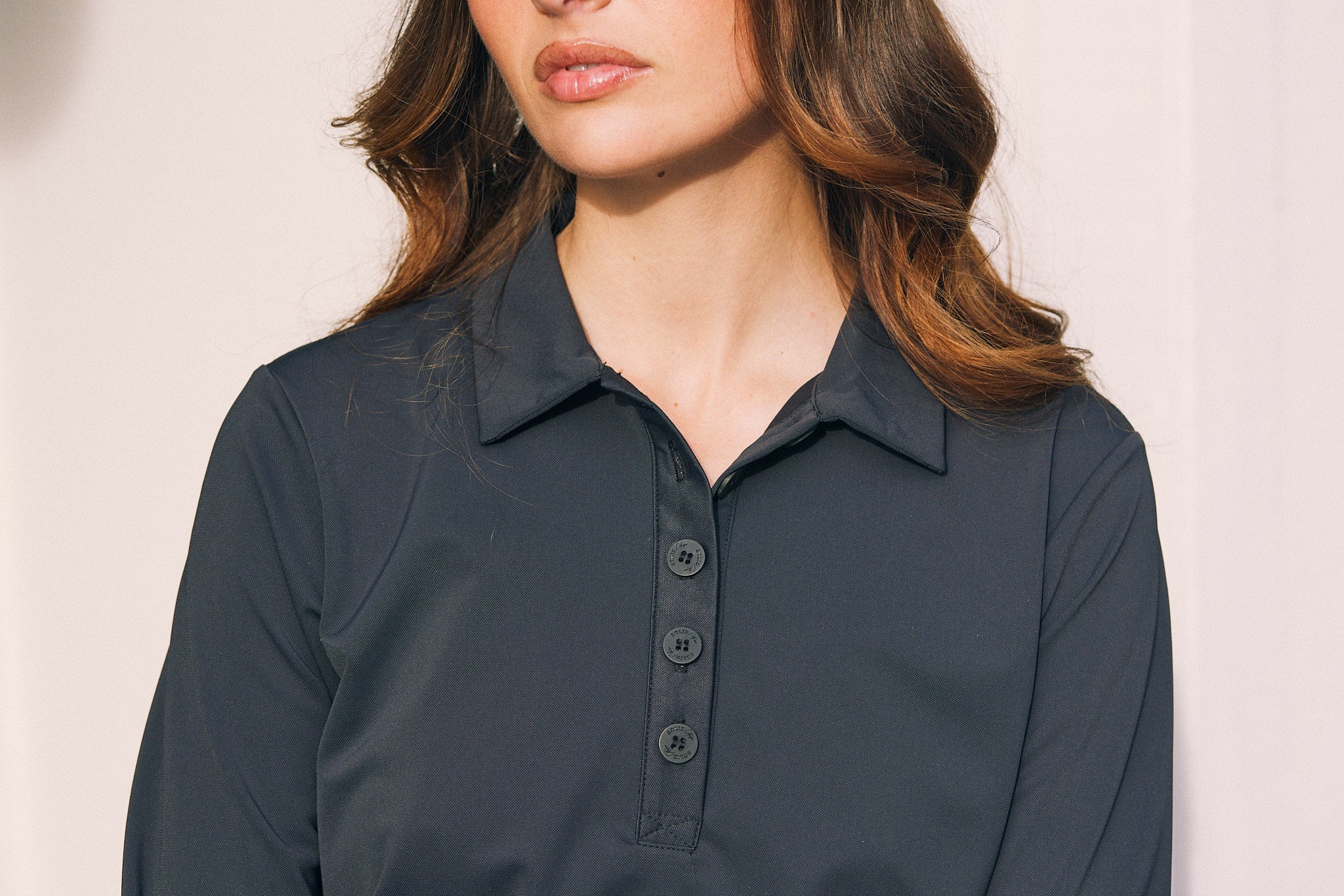 Solid Citizen Equestrian 'Kelly' | Technical Sport Pique | Recycled Nylon | Long Sleeve Polo | Black - Equiluxe Tack