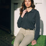 Solid Citizen Equestrian 'Kelly' | Technical Sport Pique | Recycled Nylon | Long Sleeve Polo | Black - Equiluxe Tack