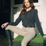 Solid Citizen Equestrian 'Kelly' | Technical Sport Pique | Recycled Nylon | Long Sleeve Polo | Black - Equiluxe Tack